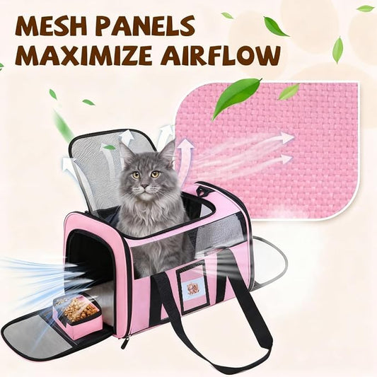 Soft Cat Carrier for Pets Up to 25 lbs, Cat Pet Travel Bag - Image 2