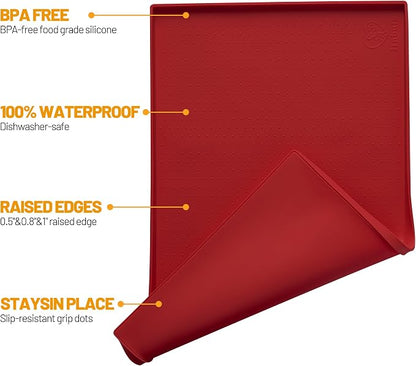 Hubulk Dog Feeding Mat, 100% Waterproof BPA Free Silicone Pet Food and Water - Image 2