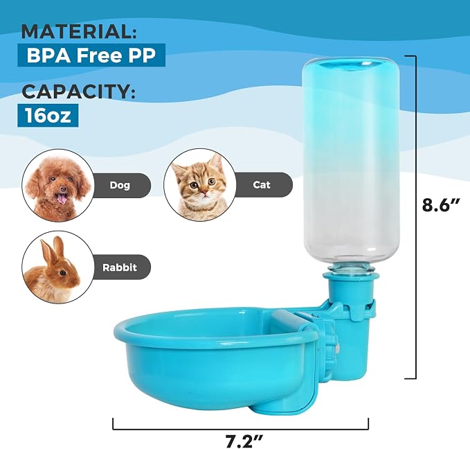 VANNON 16oz Pet Water Bottle, Gravity Dog Water Bowl Dispenser - Image 6