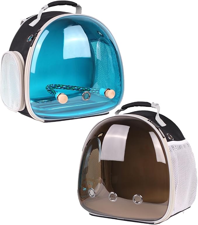 Polarized Tinted Blue Bubble Small Bird Carrier Travel Cage, Portable Bird - Image 5