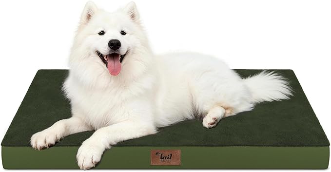 Large Comfy Washable Dog Bed, Orthopedic Egg Crate Foam Dog Crate Mat by TailStories