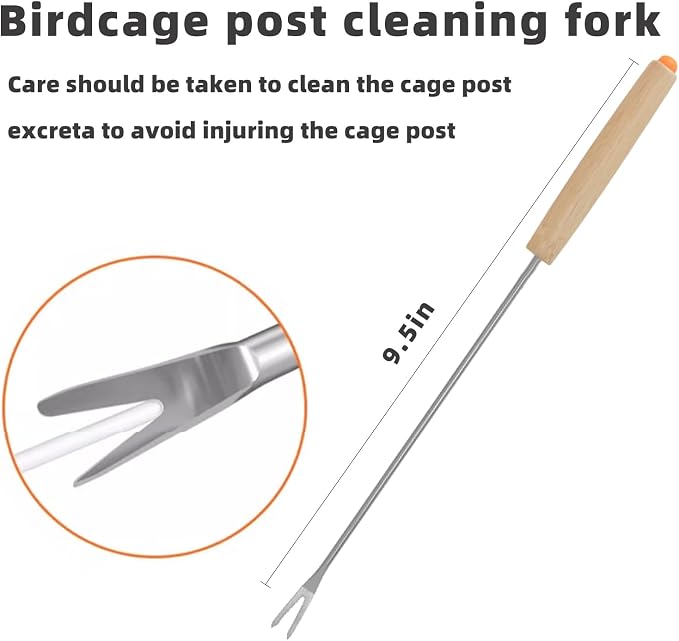 5 PCE Set Bird Cage Cleaner Stainless Steel Poop Remover Bird Cage Accessories - Image 3