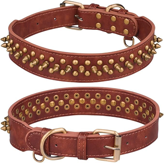 Spiked Dog Collar Soft Pu Leather Mushrooms Rivet Spike Studded Puppy by Unknown