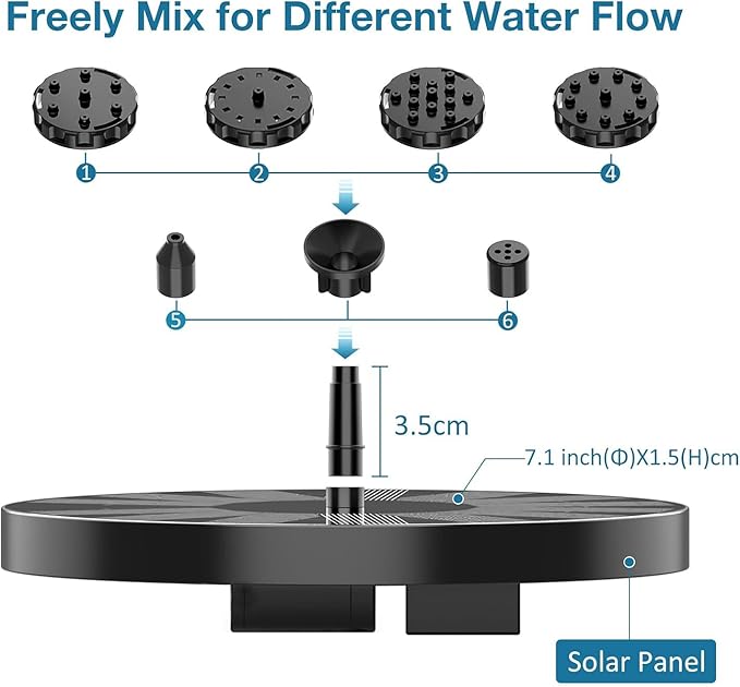 AISITIN Outdoor Solar Garden Fountain 3.5W Solar Pump Outdoor Pond - Image 6