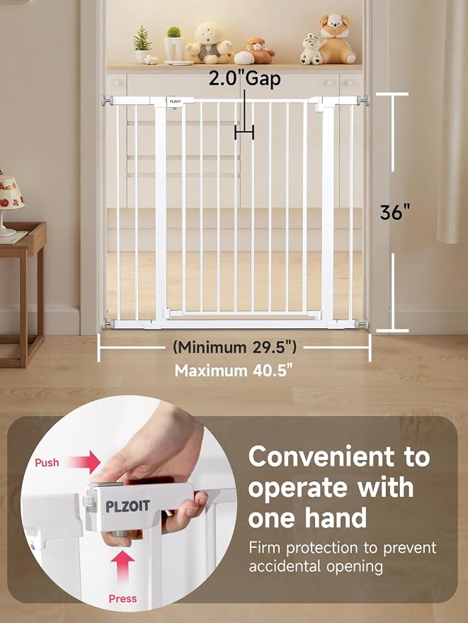 36" Extra Tall Baby Gate for Stairs, 29.5-40.5" Wide Dog Gate for Doorways - Image 6