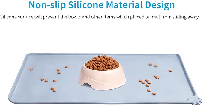 AUDWUD Silicone Waterproof Pet Feeding Mats, Anti Slip Bowl Pad, Dog Mat - Image 2