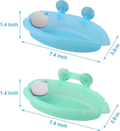 Wontee Bird Bath Box with Mirror Portable Parrot Hanging Bathroom Bathing Tub - Image 4