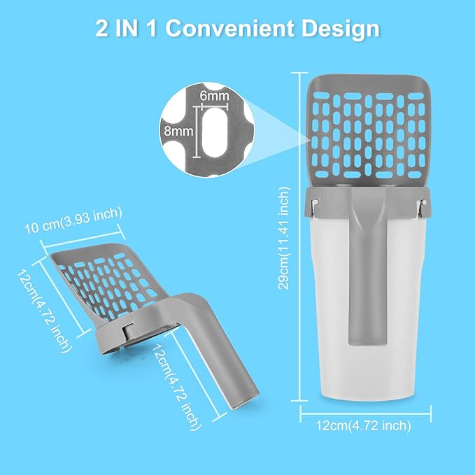 Cat Litter Scooper with Holder, Cat Litter Shovel with Waste Can and Refill 135 - Image 5