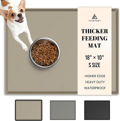 AVERYDAY 100% Waterproof Thicker Silicone Dog Food Mat, 0.63'' Raised Edge Bowl by YourAveryDay