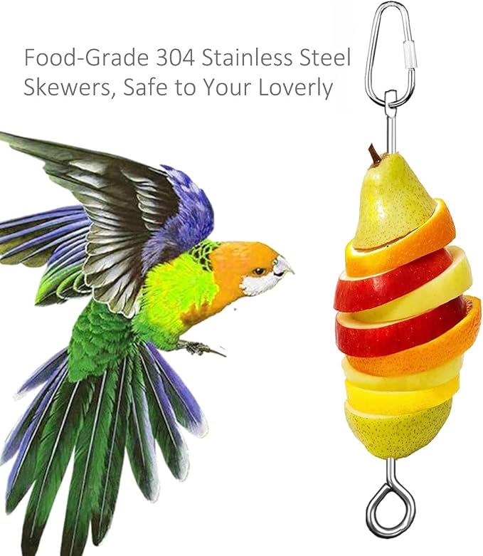 Bird Cage Food Holder Parrot Fruit Vegetable Skewer Bird Cage Feeder Foraging - Image 3