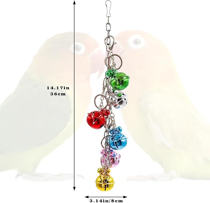 Oooct Bird Swing Bells Toys, Colorful Parrot Metal Bells, Hanging Bird Chewing - Image 6