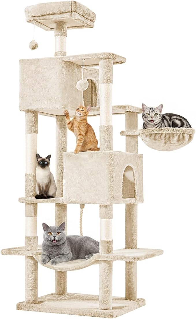 DUMOS Large 66 Inch Cat Tree Tower, Tall Multi Level Cat Climbing Tower by DumosLifestyle