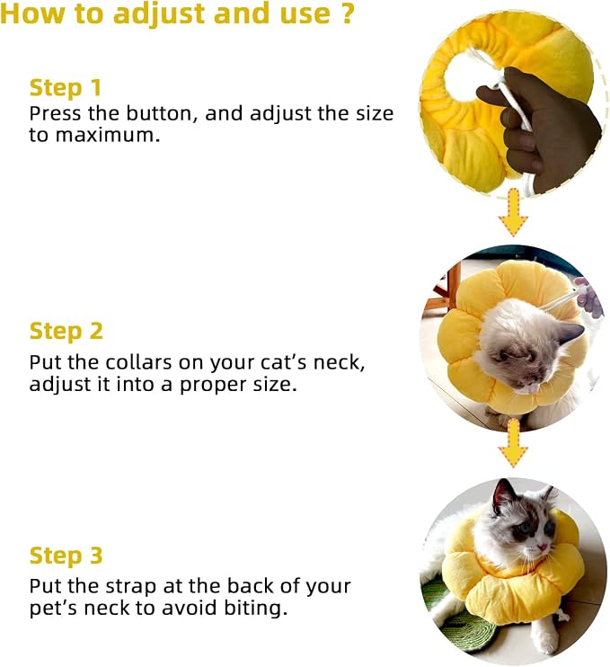 KUDES Cat Small Dog Recovery Collar, Cute Sunflower Neck Cone After Surgery - Image 4