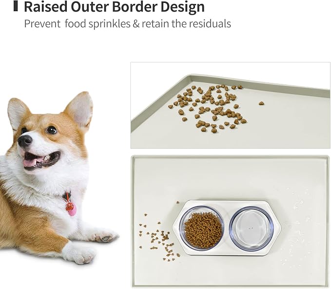 Dog Food Mat, Silicone Waterproof Food Tray, Non Slip Pet Bowl Mats Placemat - Image 3