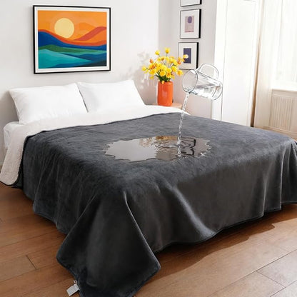 Sunheir Waterproof Blanket for Bed & Couch, Reversible Soft Sherpa Fleece by SUNHEIR