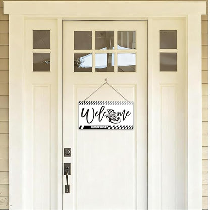 Welcome Sign for Front Door, Playroom Wall Decor, Motorsport Theme Wall Hanging - Image 4