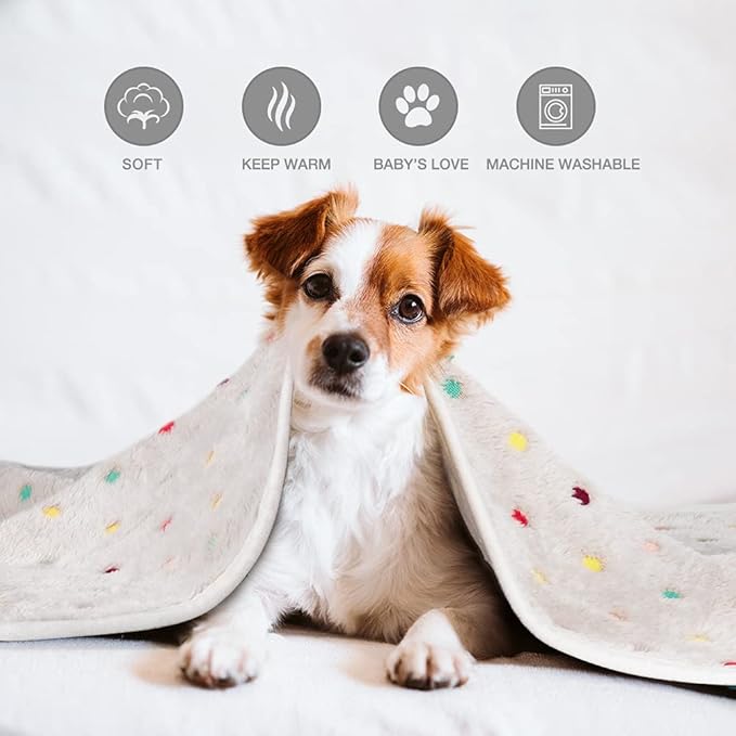 Dono 1 Pack 3 Dog Blankets, Soft Fluffy Fleece Pet Blanket Warm Sleep Mat Paw - Image 4