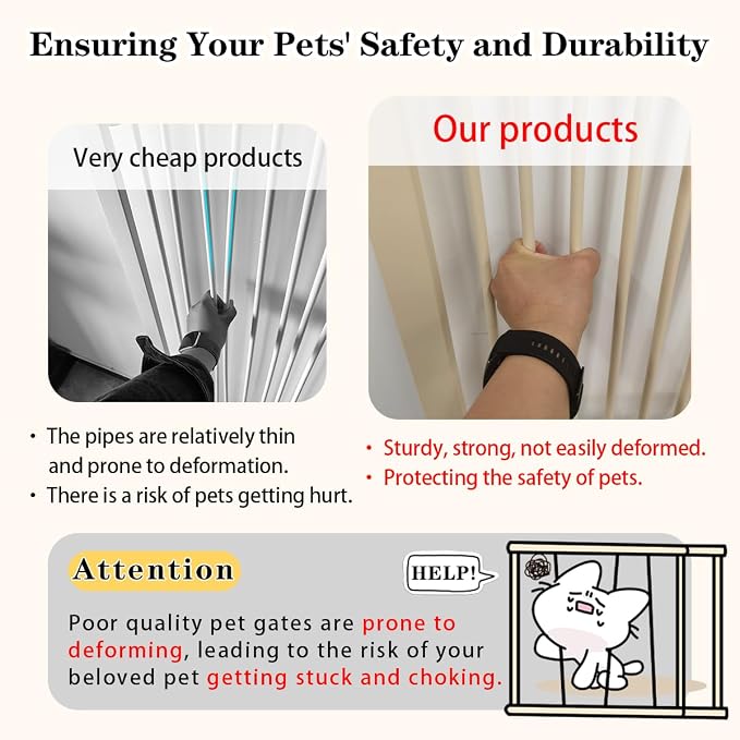 Lumizone Extra Tall Pet Gate 55.12" High Pressure Mounted 50.79"-55.11" Extra - Image 3