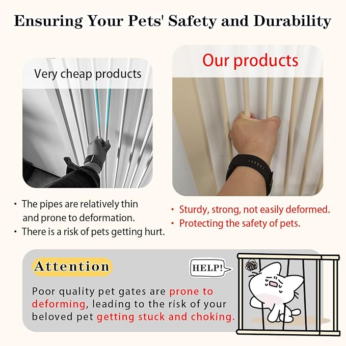 Lumizone Extra Tall Pet Gate 55.12" High Pressure Mounted 46.65"-50.78" Extra - Image 3