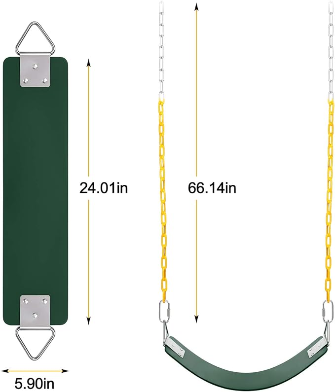 AGPTEK Swing Set, Seat with 66 Inch Anti-Rust Chains Thermoplastic Coated - Image 6