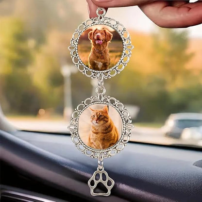 Custom Pet Photo Car Charm, Personalized Pet Memorial Rearview Charm, Paw - Image 4