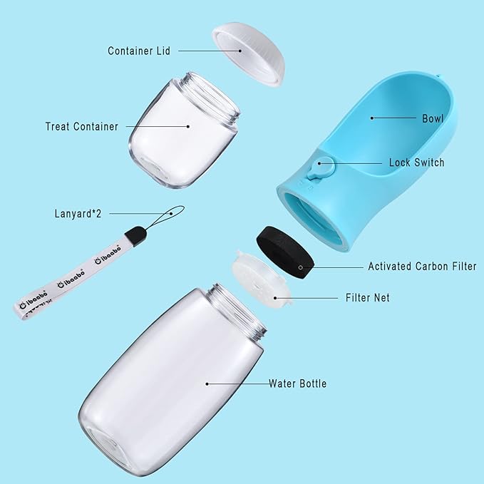 Dog Water Bottle with Food Container, Travel Puppy Water Bowl, Portable Pet - Image 3