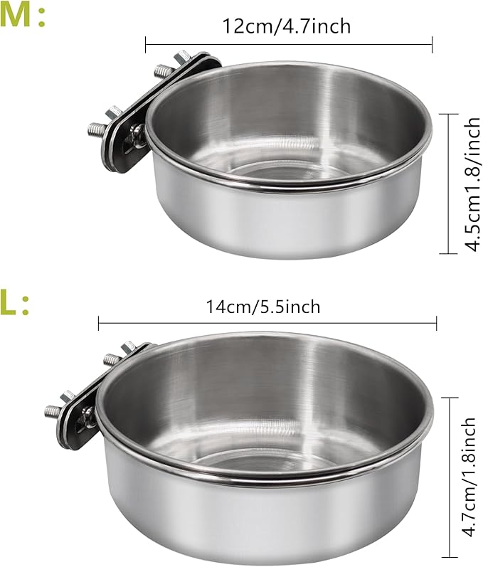 Medium+Large Bird Feeding Dish Cups, Parrot Food Bowl Cage - Image 2