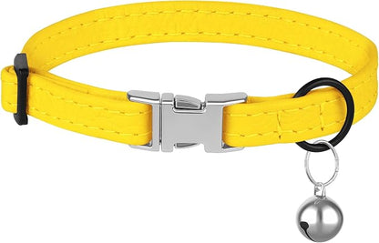 Leather Cat Collar with Buckle and Removable Bell - Image 7