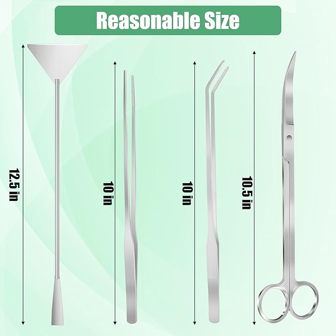 Aquarium Aquascape Tools Kit, 4 in 1 Anti-Rust Aquatic Plant Aquascaping Tool - Image 2
