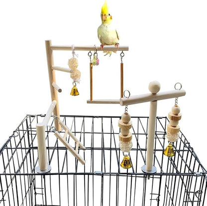 PINVNBY Bird Playground Parrot Play Gym Parakeet Cage Play Stand Wooden Perches by PINVNBY