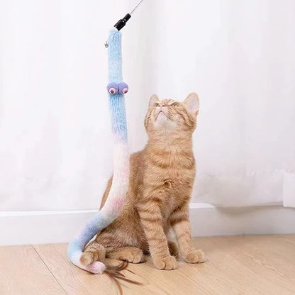 Cat Toys for Indoor Toys, Rainbow Cat Wand Toys, Feather Flips Plush Ball Cat - Image 4