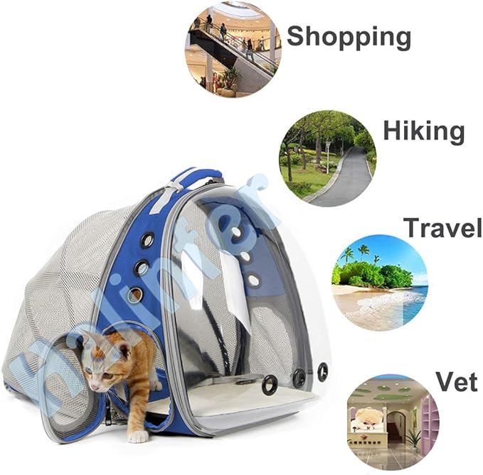 Back Expandable Clear Cat Backpack Carrier, Fit up to 12 lbs, Space Capsule - Image 4