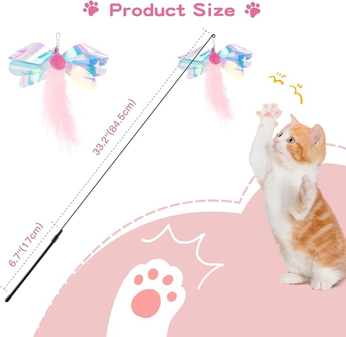 Pawaboo Feather Teaser Cat Toy, Interactive Feather Wand Cats Toy Flying - Image 7