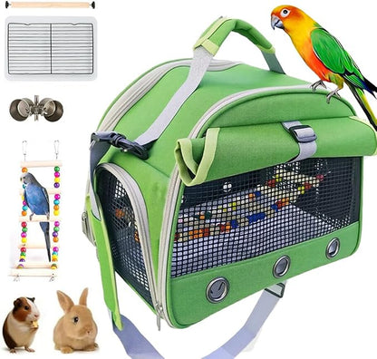 Bird Carrier Travel Cage with Perch, Food Bowl, Pet Backpack, Parrot Carrier by Unknown