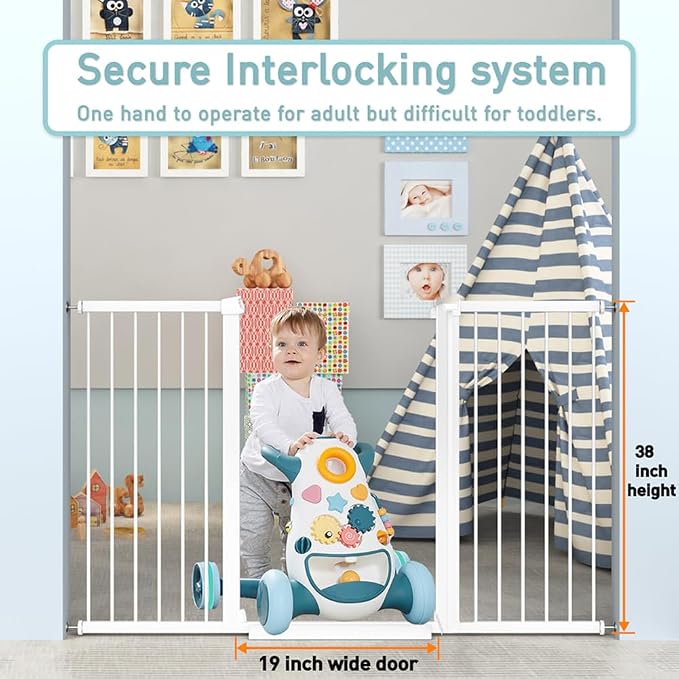 Fairy Baby 38" Extra Tall Baby Gate, 29.5"-40.5" Extra Wide Pet Gate - Image 6