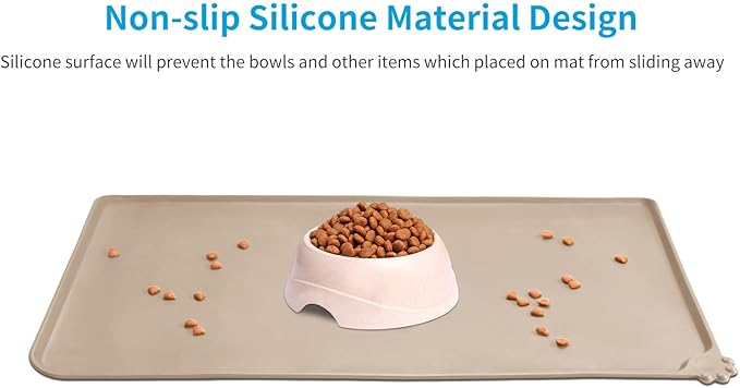 AUDWUD Silicone Waterproof Pet Feeding Mats, Anti Slip Bowl Pad, Dog Mat - Image 2