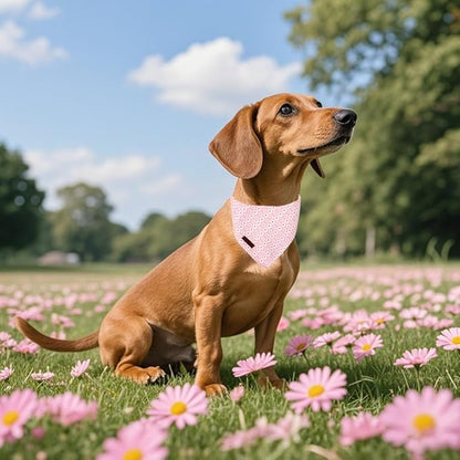 Lionet Paws Spring Daisy Dog Bandana Washable Cotton Handkerchief Scarf - Image 3