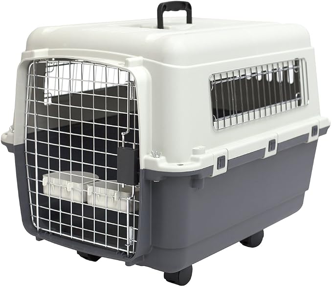 SportPet Designs Plastic Kennels Rolling Plastic Wire Door Travel Dog Crate by SportPetDesigns