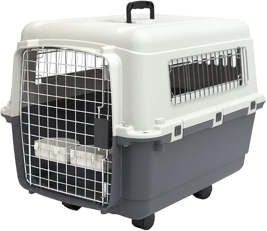 SportPet Designs Plastic Kennels Rolling Plastic Wire Door Travel Dog Crate by SportPetDesigns