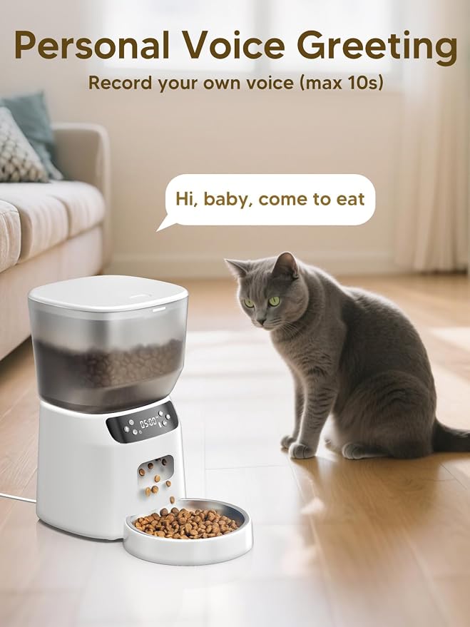 Automatic Cat Feeder and Water Fountain, 4L/16 Cups Timed Cat Dry Food Dispenser - Image 4