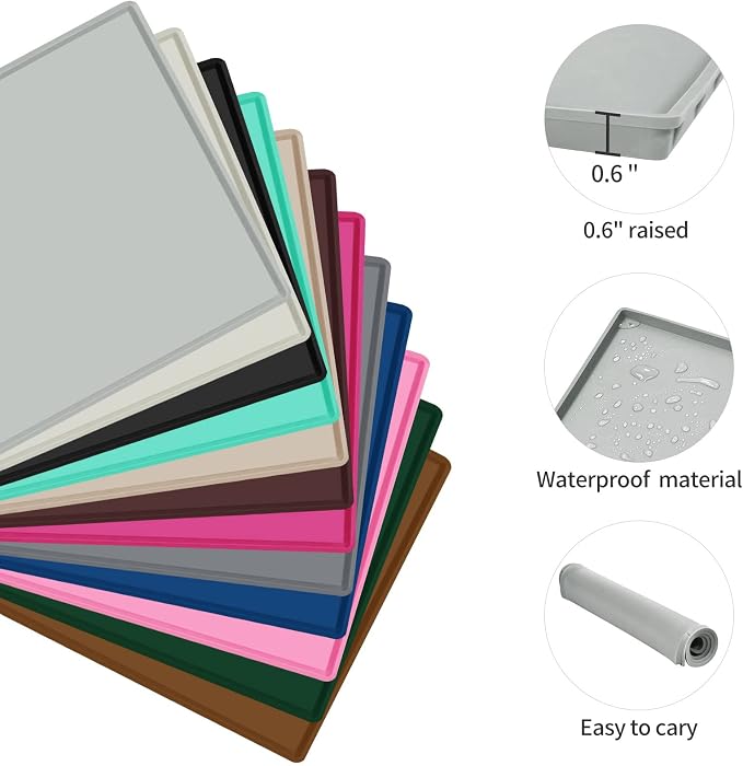 Dog Food Mat, Silicone Waterproof Food Tray, Non Slip Pet Bowl Mats Placemat - Image 2