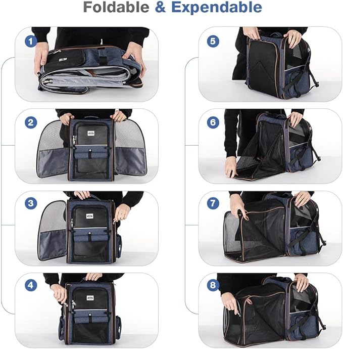 Lekebobor Large Cat Backpack Carrier Expandable Pet Carrier Backpack - Image 7