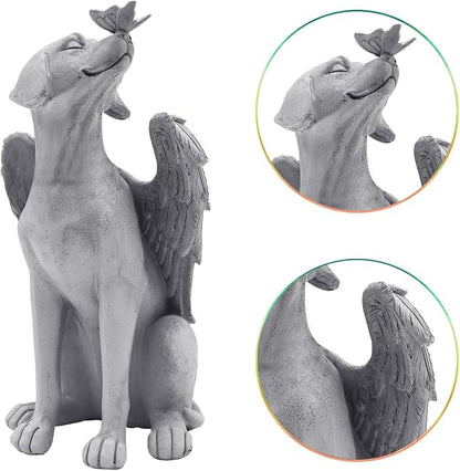 Angel Figurine Memorial Pet Puppy Dog Butterfly Stone Statue - Image 4