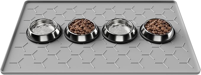 Pieviev 34''x22'' Dog Cat Food Bowl Mat, Silicone Waterproof Food Grade Pet by Pieviev