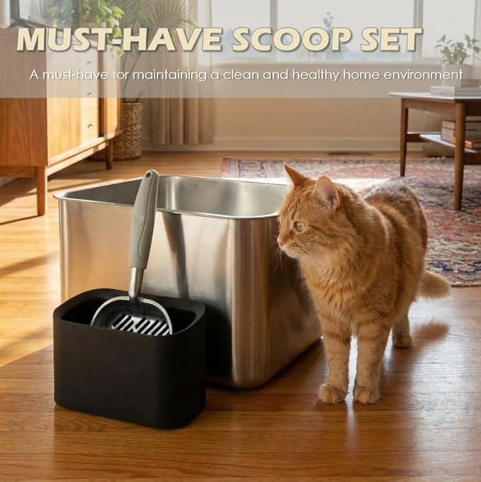 Metal Cat Litter Scoop with Holder, Aluminum Cats Litter Scooper Captures All - Image 5