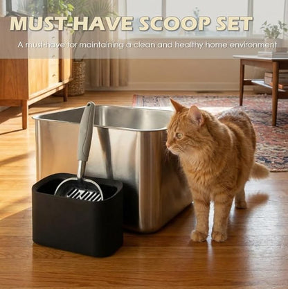 Metal Cat Litter Scoop with Holder, Aluminum Cats Litter Scooper Captures All - Image 5