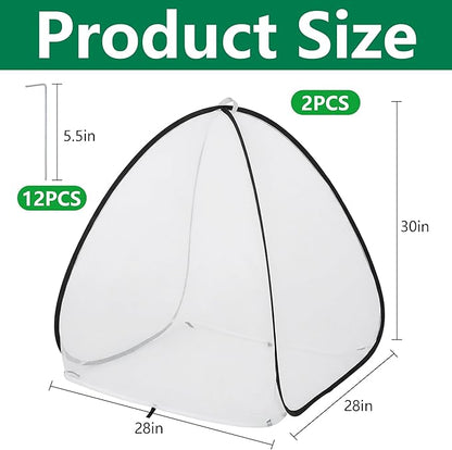 2 Pcs Pop Up Insect Barrier Plant Cover Tent, Garden Net Cage Bird Insect Guard - Image 2