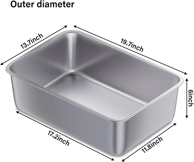 Stainless Steel Litter Box, 19.7"x13.7"x6" Large Metal Litter Box - Image 2