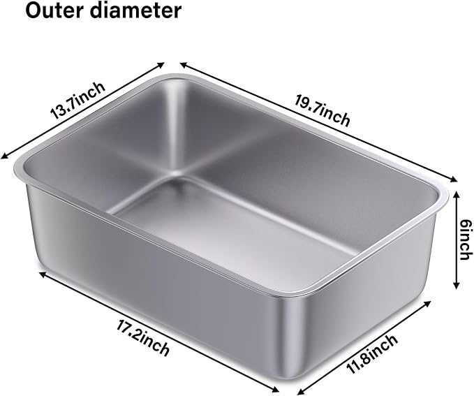 Stainless Steel Litter Box 2 Pack, 19.7"x13.7"x6" Large Metal Litter Box - Image 3