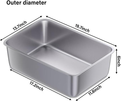 Stainless Steel Litter Box 2 Pack, 19.7"x13.7"x6" Large Metal Litter Box - Image 3